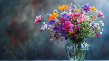 een vers boeket van multi gekleurde bloemen foto