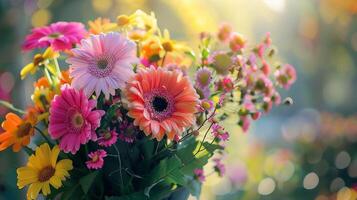 een levendig boeket van bloemen brengt elegantie foto