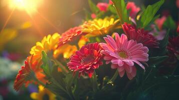 een levendig boeket van bloemen brengt elegantie foto