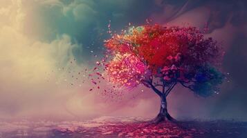 een abstract boom illustratie met multi gekleurde foto