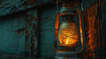 antiek lantaarn gloeiend verlichte geschiedenis foto