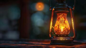 antiek lantaarn gloeiend verlichte geschiedenis foto