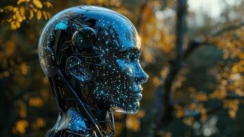 kunstmatig intelligentie- in humanoid hoofd foto