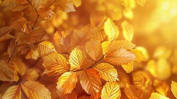 herfst gebladerte in geel en goud tinten foto