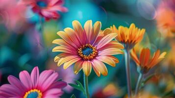 mooi multi gekleurde madeliefje in vol bloeien foto