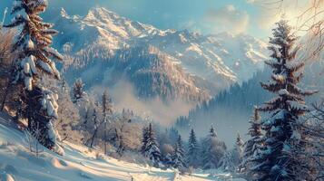 mooi winter natuur landschap verbazingwekkend berg foto