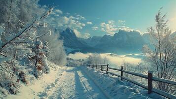 mooi winter natuur landschap verbazingwekkend berg foto