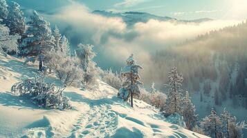 mooi winter natuur landschap verbazingwekkend berg foto