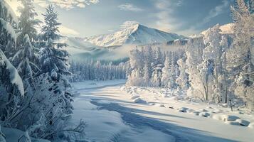 mooi winter natuur landschap verbazingwekkend berg foto