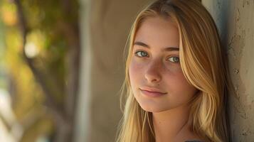 mooi jong vrouw met blond haar- op zoek foto