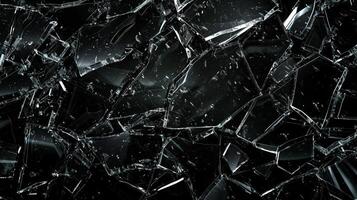 zwart achtergrond met verbrijzeld glas structuur foto