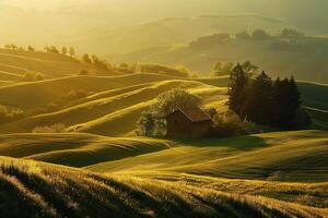 zonovergoten landschap achtergrond foto