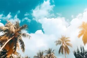 palm bomen Aan de kust. mooi actueel strand. neurale netwerk foto