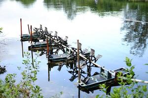 water turbine machine neemt toe de bedrag van zuurstof in de water. verminderen verspilling water problemen in gemeenschappen en agrarisch gebieden voor milieu duurzaamheid foto