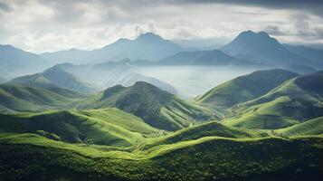 berg landschap in een van de groen platteland foto