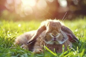 een schattig Holland snoei konijn met pluizig wangen foto