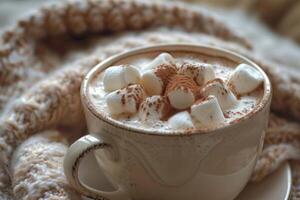 warme chocolademelk met marshmallows foto