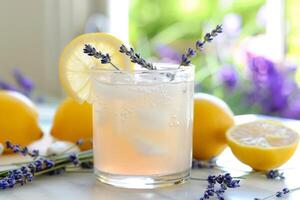 bevroren lavendel limonade met lavendel takjes foto