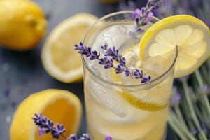 bevroren lavendel limonade met lavendel takjes foto