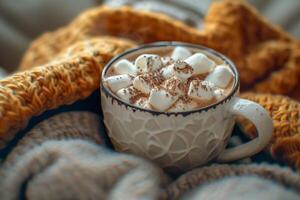 warme chocolademelk met marshmallows foto