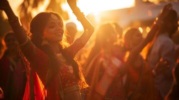 mooi Indisch meisje danser van Indisch klassiek dans in festival foto