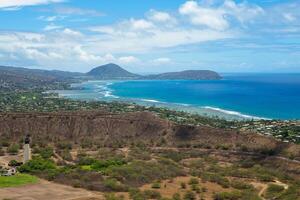 visie over- diamant hoofd berg in oahu eiland, Hawaii, Verenigde staten foto