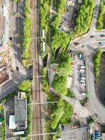 hoog hoek visie van voorraad-op-trent stad van Engeland, Super goed Brittannië. mei 4e, 2024 foto