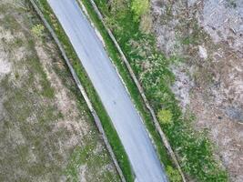 hoog hoek visie van meest mooi Brits landschap Bij redmires water reservoirs over- heuvels van Sheffield stad van Engeland Verenigde koninkrijk, april 30e, 2024 foto