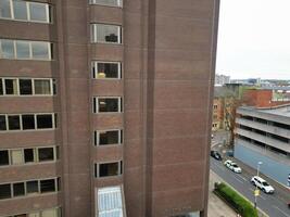 antenne visie van gebouwen Bij centraal Leicester stad van Engeland Verenigde koninkrijk. april 4e, 2024 foto