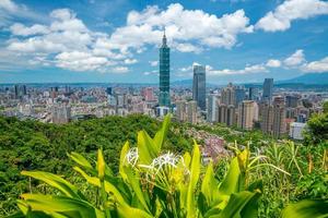 skyline van het centrum van taipei in taiwan foto