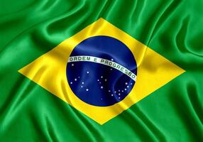 vlag van Brazilië zijde detailopname foto