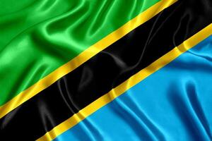 vlag van Tanzania zijde detailopname foto