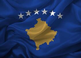 satijn kleding stof Kosovo vlag foto