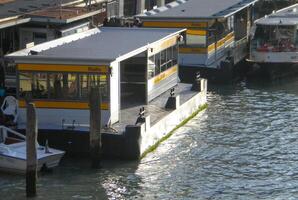 Venetië groots kanaal, met haar iconisch kronkelend waterweg geflankeerd door historisch gebouwen en bruisend werkzaamheid, belichaamt de charme en verleiden van de betoverend stad van Venetië foto