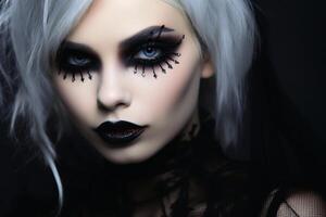 vrouw gezicht met een gotisch verzinnen. foto