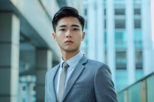 portret van een Aziatisch zakenman in kantoor foto