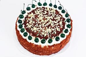 schwarzwald cake, slagroom, zwarte en witte chocolade, deco foto