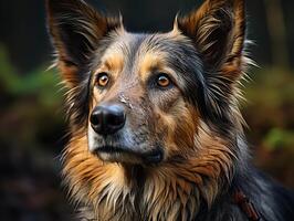 ai gegenereerd herder hond Aan een wazig herfst achtergrond generatief ai foto