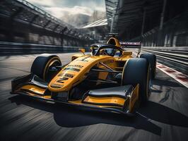 ai gegenereerd racing auto Aan bijhouden beweging vervagen generatief ai foto