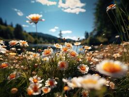 ai gegenereerd voorjaar bloemen Aan wazig achtergrond generatief ai foto