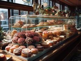 ai gegenereerd heerlijk donuts met karamel bessen generatief ai foto