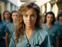 ai gegenereerd portret van een verpleegster in een ziekenhuis generatief ai foto