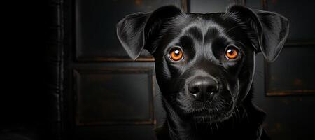 ai gegenereerd hond Aan een donker achtergrond detailopname portret generatief ai foto