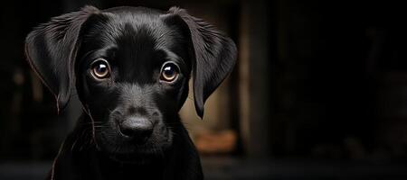 ai gegenereerd hond Aan een donker achtergrond detailopname portret generatief ai foto