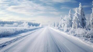 ai gegenereerd winter weg Doorzichtig lucht generatief ai foto