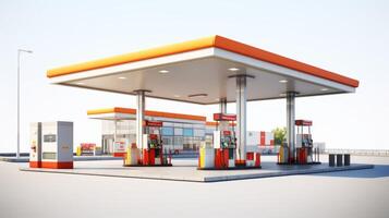 ai gegenereerd auto gas- station Aan wit achtergrond generatief ai foto