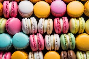 ai gegenereerd kleurrijk macarons Frans gebakjes generatief ai foto