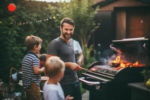 ai gegenereerd familie barbecue partij generatief ai foto