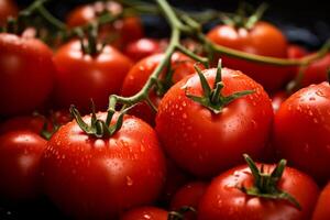 ai gegenereerd rood tomaten Aan takken generatief ai foto