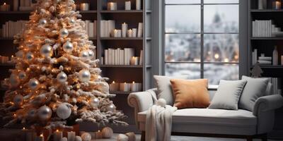 ai gegenereerd knus elegant modern winter interieur vrolijk Kerstmis generatief ai foto